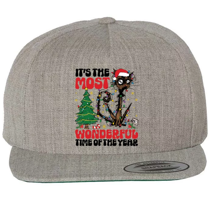 ItS The Most Wonderful Time Of The Year Funny Christmas Cat Gift Wool Snapback Cap