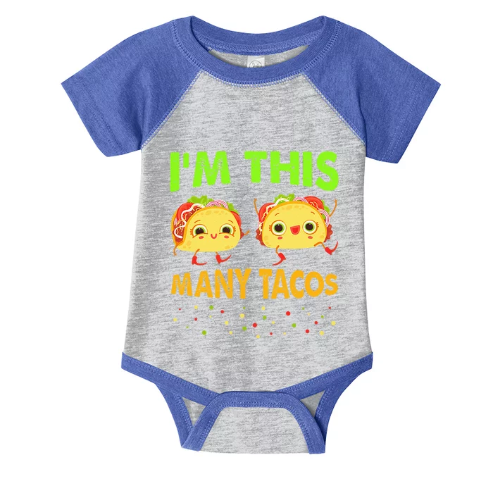 I'm This Many Tacos Second Birthday Twosday Cinco De Mayo Infant Baby Jersey Bodysuit