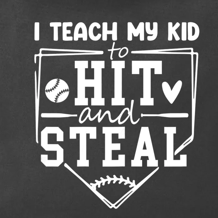 I Teach My Kids To Hit And Steal Baseball Mom Funny Zip Tote Bag