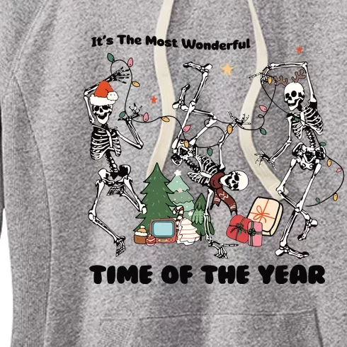 Its The Most Wonderful Time Of The Year Skeleton Christmas Women's Fleece Hoodie