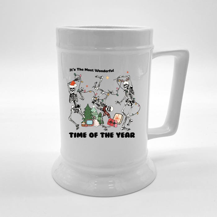 Its The Most Wonderful Time Of The Year Skeleton Christmas Front & Back Beer Stein