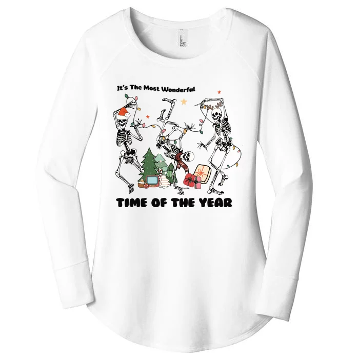 Its The Most Wonderful Time Of The Year Skeleton Christmas Women's Perfect Tri Tunic Long Sleeve Shirt