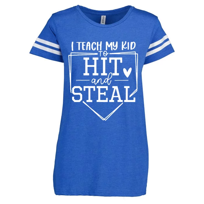 I Teach My To Hit And Steal Baseball Softball Mom Enza Ladies Jersey Football T-Shirt