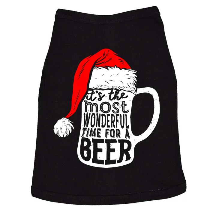 Its The Most Wonderful Time For A Beer Santa Hat Christmas Doggie Tank