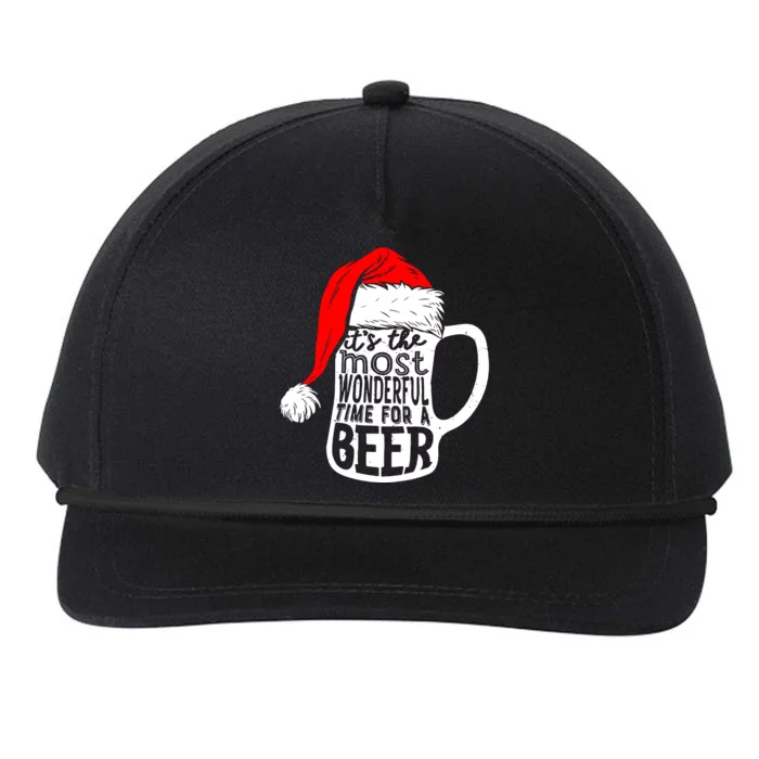 Its The Most Wonderful Time For A Beer Santa Hat Christmas Snapback Five-Panel Rope Hat