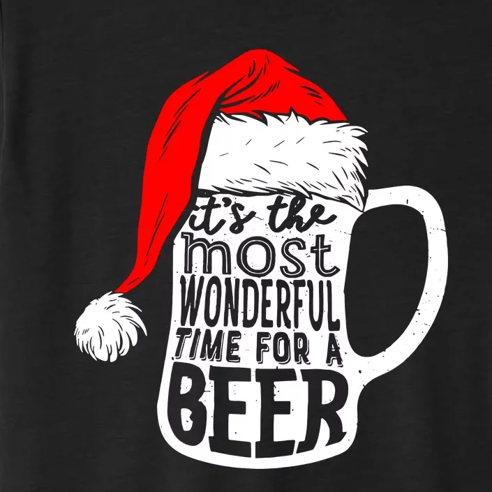 Its The Most Wonderful Time For A Beer Santa Hat Christmas ChromaSoft Performance T-Shirt