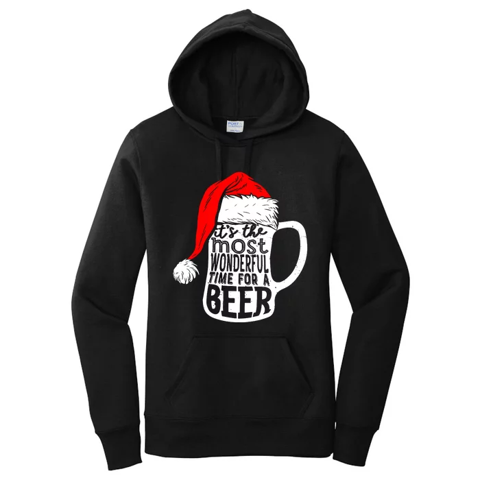 Its The Most Wonderful Time For A Beer Santa Hat Christmas Women's Pullover Hoodie