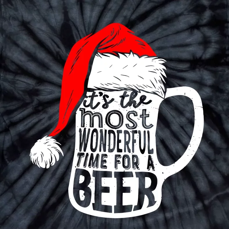 Its The Most Wonderful Time For A Beer Santa Hat Christmas Tie-Dye T-Shirt