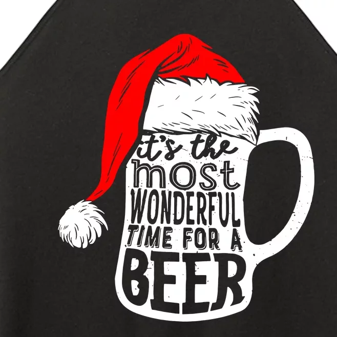 Its The Most Wonderful Time For A Beer Santa Hat Christmas Women’s Perfect Tri Rocker Tank