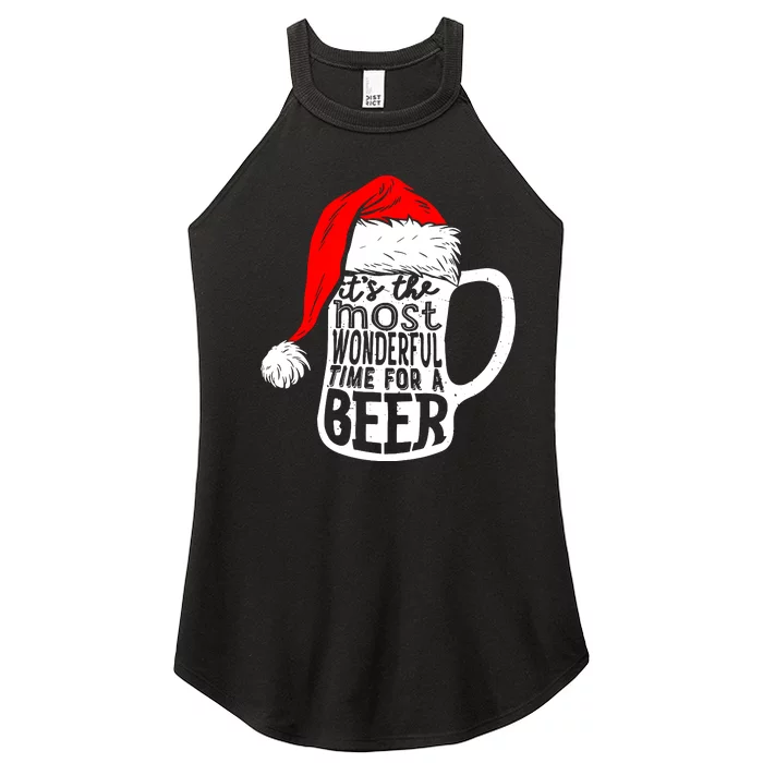 Its The Most Wonderful Time For A Beer Santa Hat Christmas Women’s Perfect Tri Rocker Tank