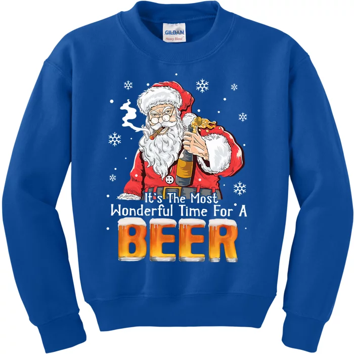 It's The Most Wonder Time Beer Santa Claus Christmas Gift Kids Sweatshirt