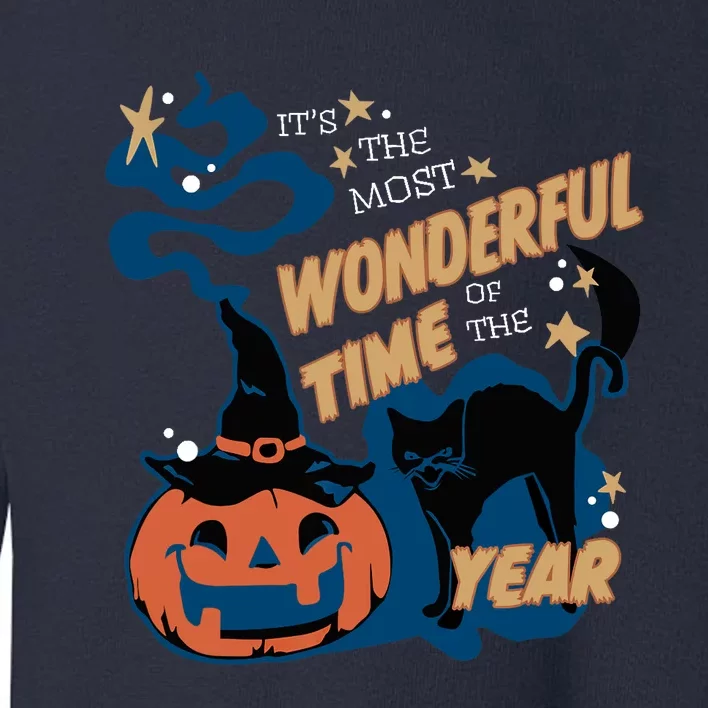 Its The Most Wonderful Time Of The Year Black Cat Halloween Toddler Sweatshirt