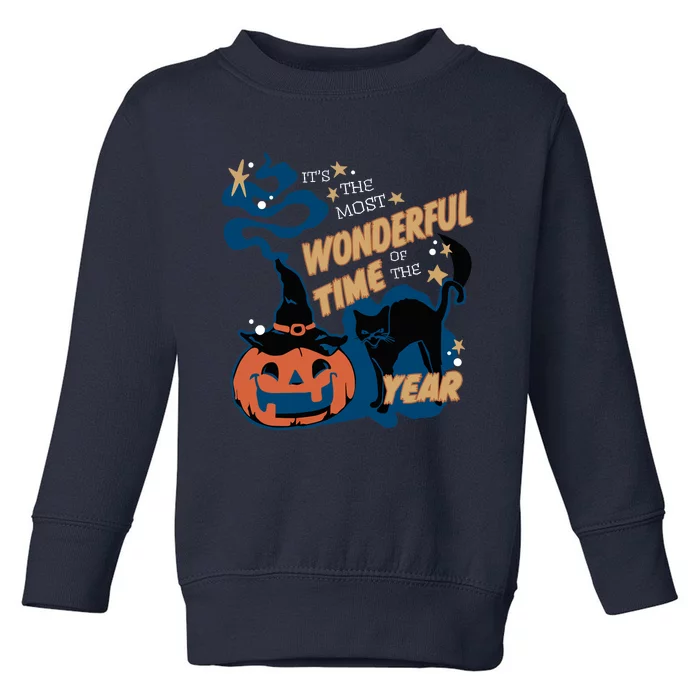 Its The Most Wonderful Time Of The Year Black Cat Halloween Toddler Sweatshirt