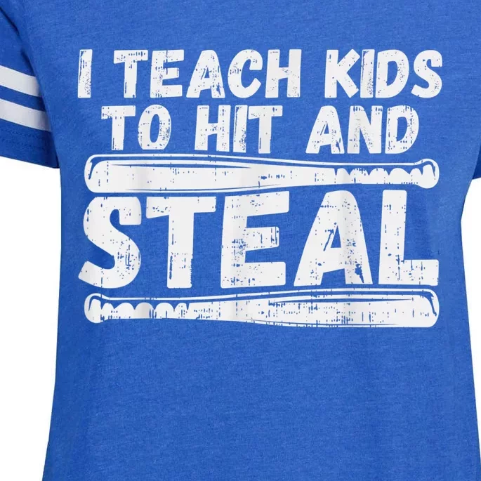 I Teach My Ki Ds To Hit & Steal Baseball Dad Coach Gift Enza Ladies Jersey Football T-Shirt