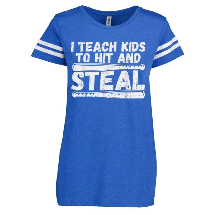 I Teach My Ki Ds To Hit & Steal Baseball Dad Coach Gift Enza Ladies Jersey Football T-Shirt