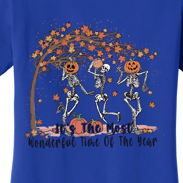 Its The Most Wonderful Time Dancing Skeleton Halloween Fall Gift Women's T-Shirt