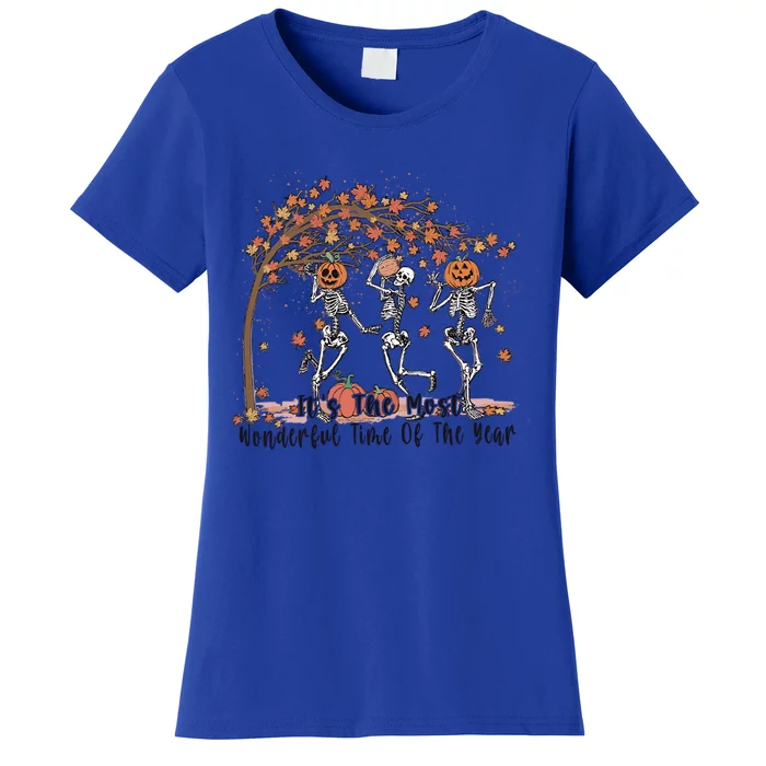 Its The Most Wonderful Time Dancing Skeleton Halloween Fall Gift Women's T-Shirt