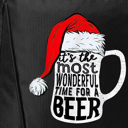 It's The Most Wonderful Time For A Beer Santa Hat Christmas City Backpack