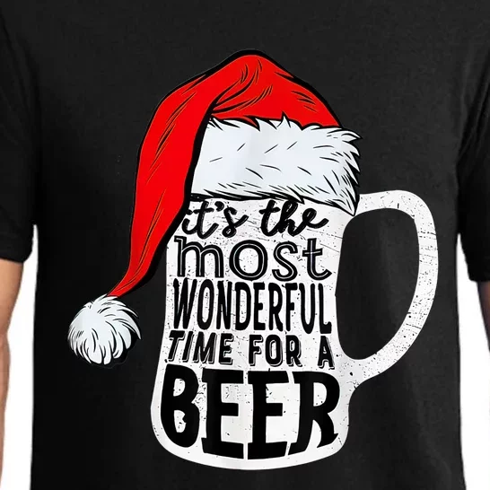 It's The Most Wonderful Time For A Beer Santa Hat Christmas Pajama Set