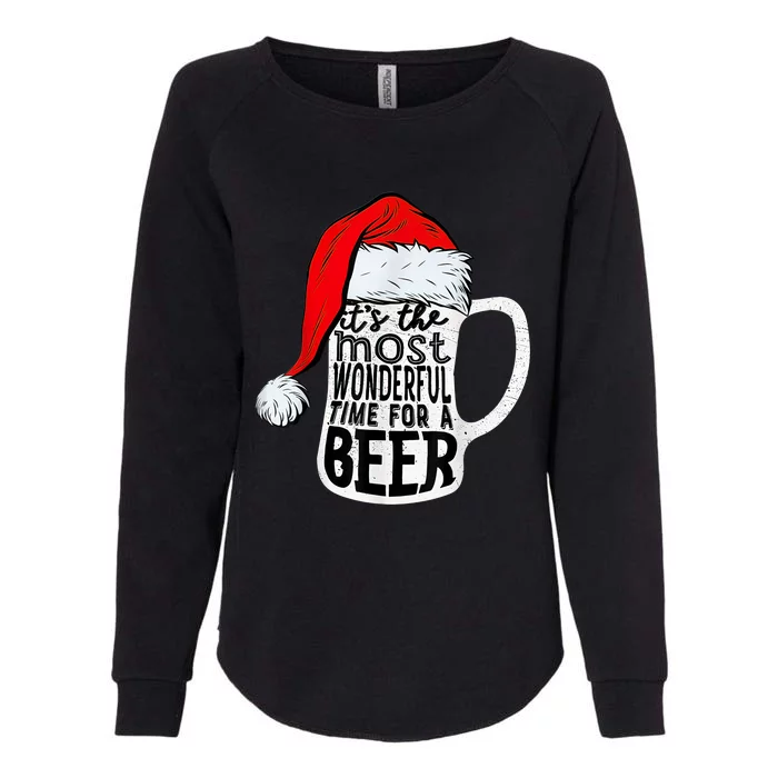 It's The Most Wonderful Time For A Beer Santa Hat Christmas Womens California Wash Sweatshirt