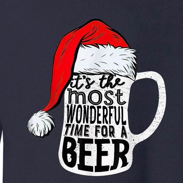 It's The Most Wonderful Time For A Beer Santa Hat Christmas Toddler Sweatshirt