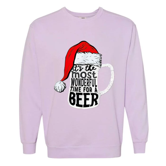 It's The Most Wonderful Time For A Beer Santa Hat Christmas Garment-Dyed Sweatshirt