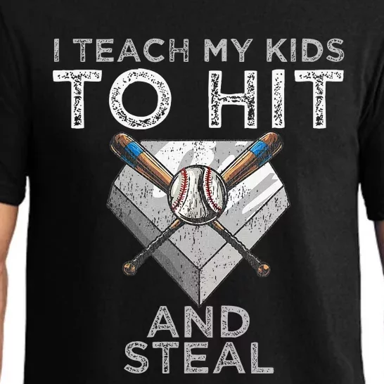 I Teach My To Hit And Steal Father Coach Baseball Dad Pajama Set