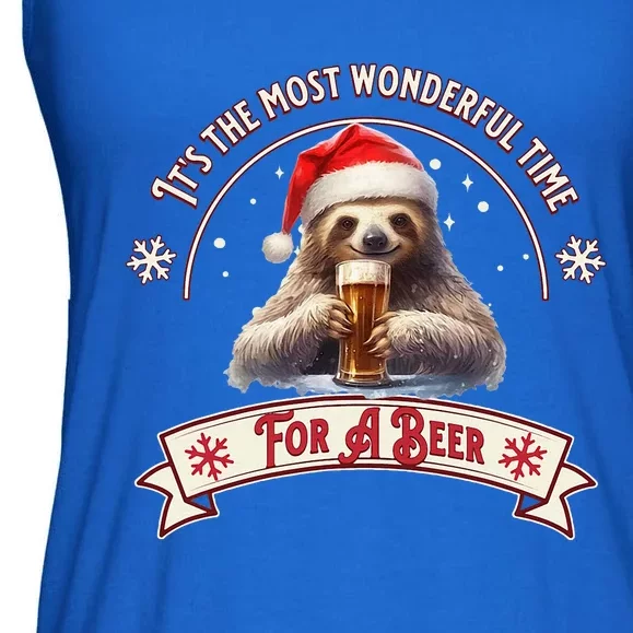 Its The Most Wonderful Time For A Beer Sloth Funny Chirstmas Ladies Essential Flowy Tank