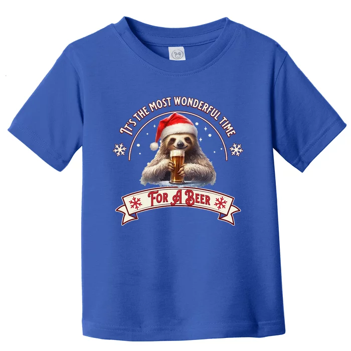 Its The Most Wonderful Time For A Beer Sloth Funny Chirstmas Toddler T-Shirt