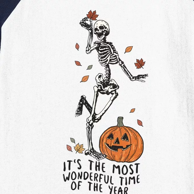 Its The Most Wonderful Time Of The Years Skeleton Halloween Cool Gift Baseball Sleeve Shirt