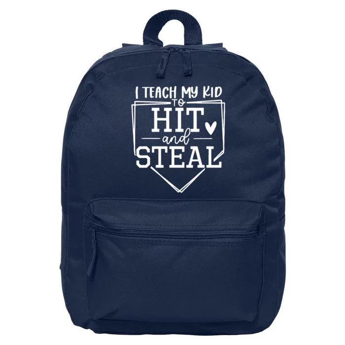 I Teach My To Hit And Steal Baseball Softball Mom 16 in Basic Backpack