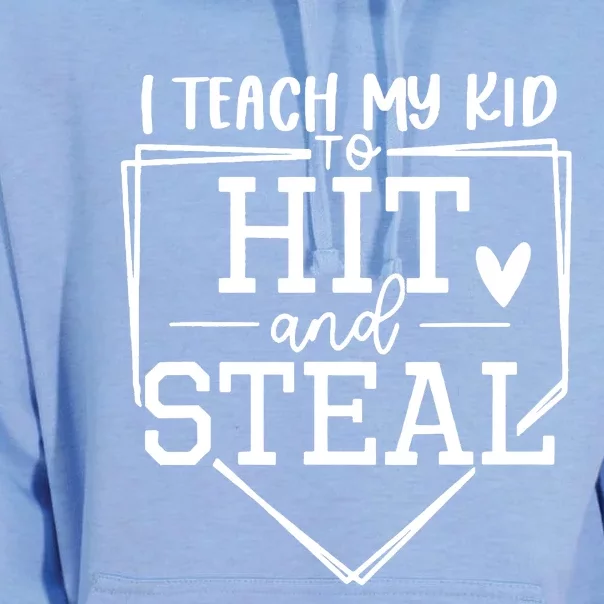 I Teach My To Hit And Steal Baseball Softball Mom Unisex Surf Hoodie