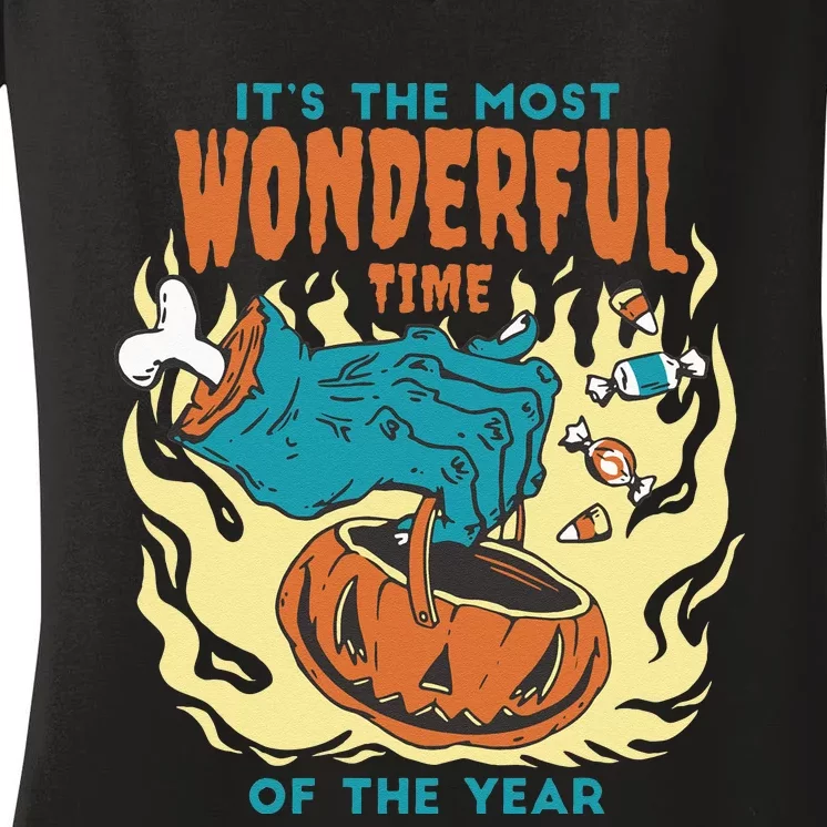 Its The Most Wonderful Time Of The Year Funny Halloween Women's V-Neck T-Shirt