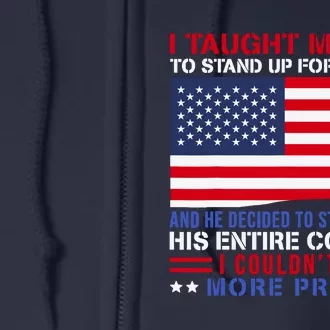 I Taught My Son How To Stand Up Proud Military Mom And Dad Full Zip Hoodie