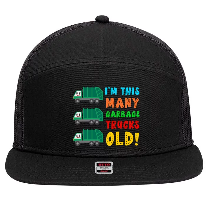 Im This Many Garbage Trucks Old 3 Year Old 7 Panel Mesh Trucker Snapback Hat