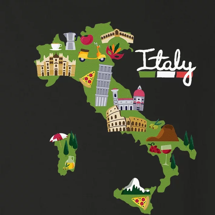 Italy Travel Map Flag Italia Pride Souvenir Vacation Toddler Long Sleeve Shirt