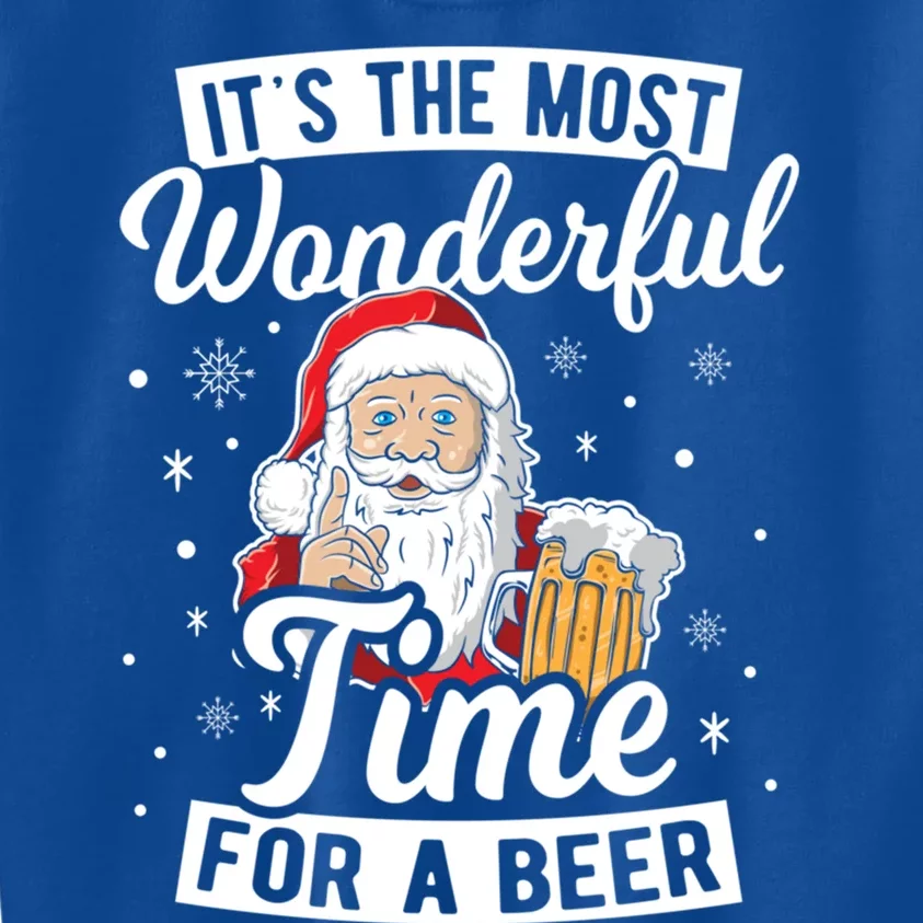 ItS The Most Wonderful Time For A Beer Santa Ing Gift Funny Gift Kids Sweatshirt