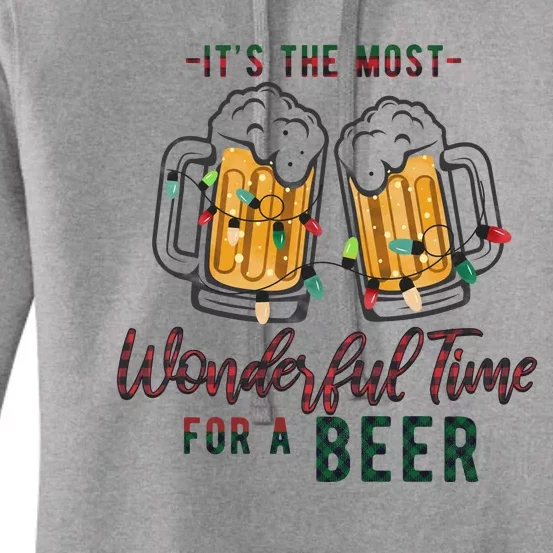 Its The Most Wonderful Time For A Beer Santa Hat Christmas Women's Pullover Hoodie