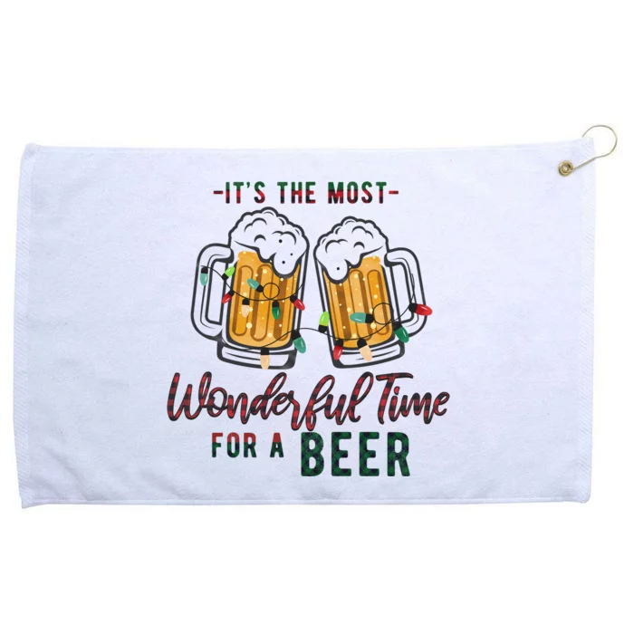 Its The Most Wonderful Time For A Beer Santa Hat Christmas Grommeted Golf Towel