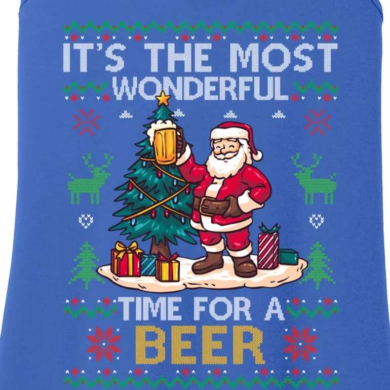 ItS The Most Wonderful Time For A Beer Santa Ugly Christmas Gift Ladies Essential Tank