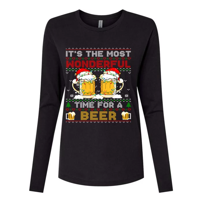 It’S The Most Wonderful Time For A Beer Christmas Sweater Gift Womens Cotton Relaxed Long Sleeve T-Shirt