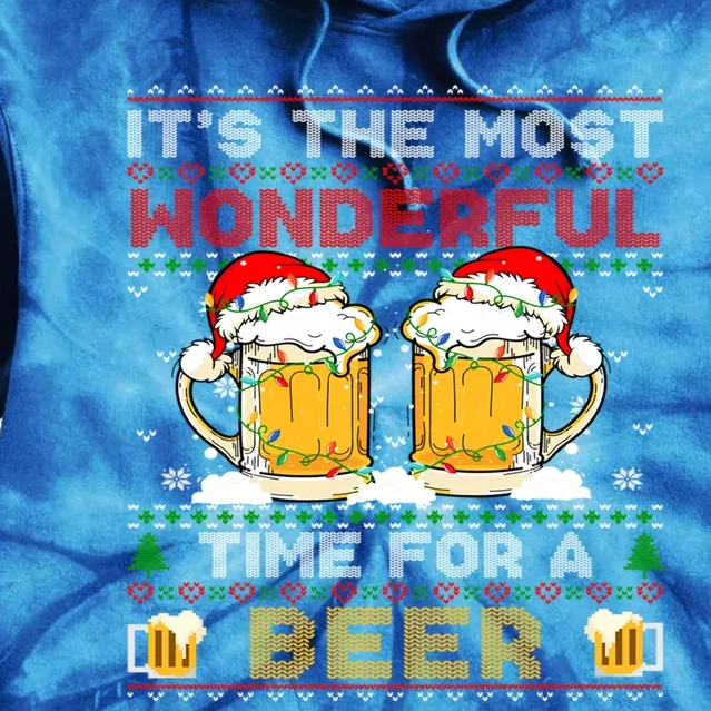 It’S The Most Wonderful Time For A Beer Christmas Sweater Gift Tie Dye Hoodie