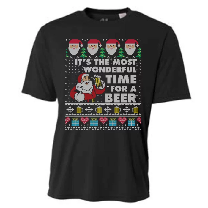 ItS The Most Wonderful Beer Time Christmas Ugly Sweater Cool Gift Cooling Performance Crew T-Shirt