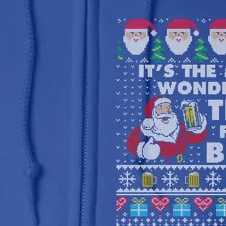 ItS The Most Wonderful Beer Time Christmas Ugly Sweater Cool Gift Full Zip Hoodie