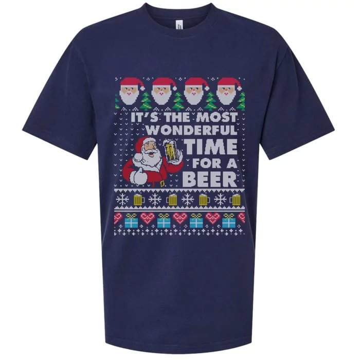 ItS The Most Wonderful Beer Time Christmas Ugly Sweater Cool Gift Sueded Cloud Jersey T-Shirt