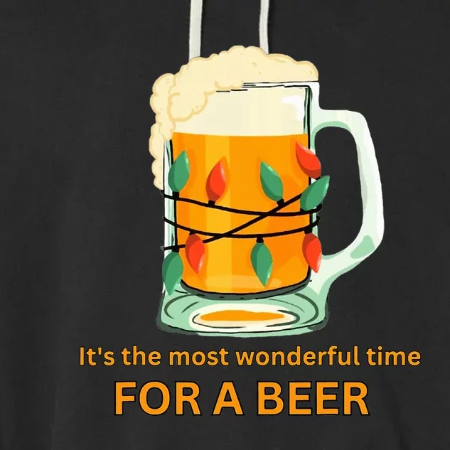 It's The Most Wonderful Time For A Beer Ugly Xmas Sweater Garment-Dyed Fleece Hoodie