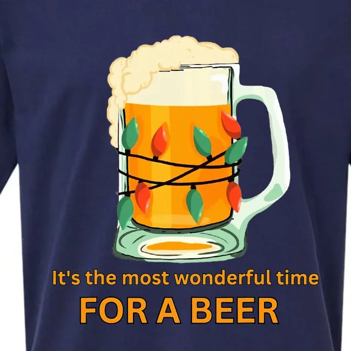 It's The Most Wonderful Time For A Beer Ugly Xmas Sweater Sueded Cloud Jersey T-Shirt