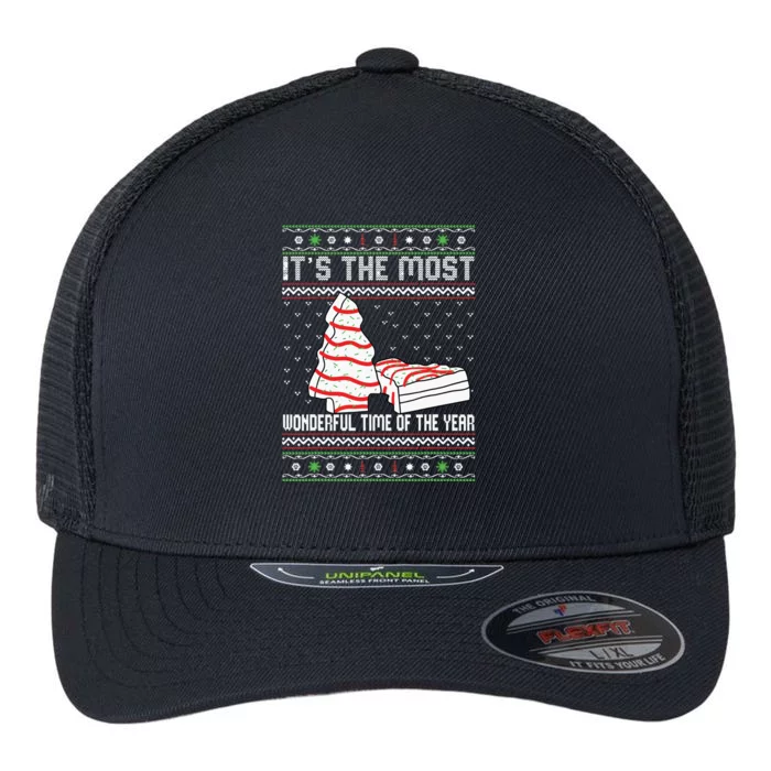 Its The Most Wonderful Time Of The Year Christmas Tree Cake Flexfit Unipanel Trucker Cap