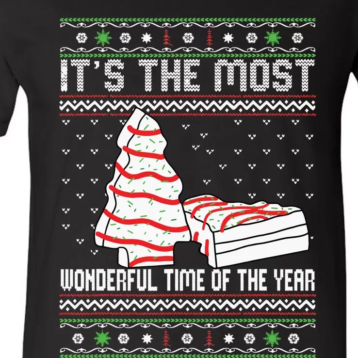 Its The Most Wonderful Time Of The Year Christmas Tree Cake V-Neck T-Shirt