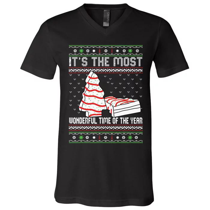 Its The Most Wonderful Time Of The Year Christmas Tree Cake V-Neck T-Shirt